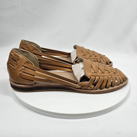NIB Nisolo Huarache Sandal Handwoven Leather Woven Slip On Flats Almond Tan 10 - Picture 6 of 15